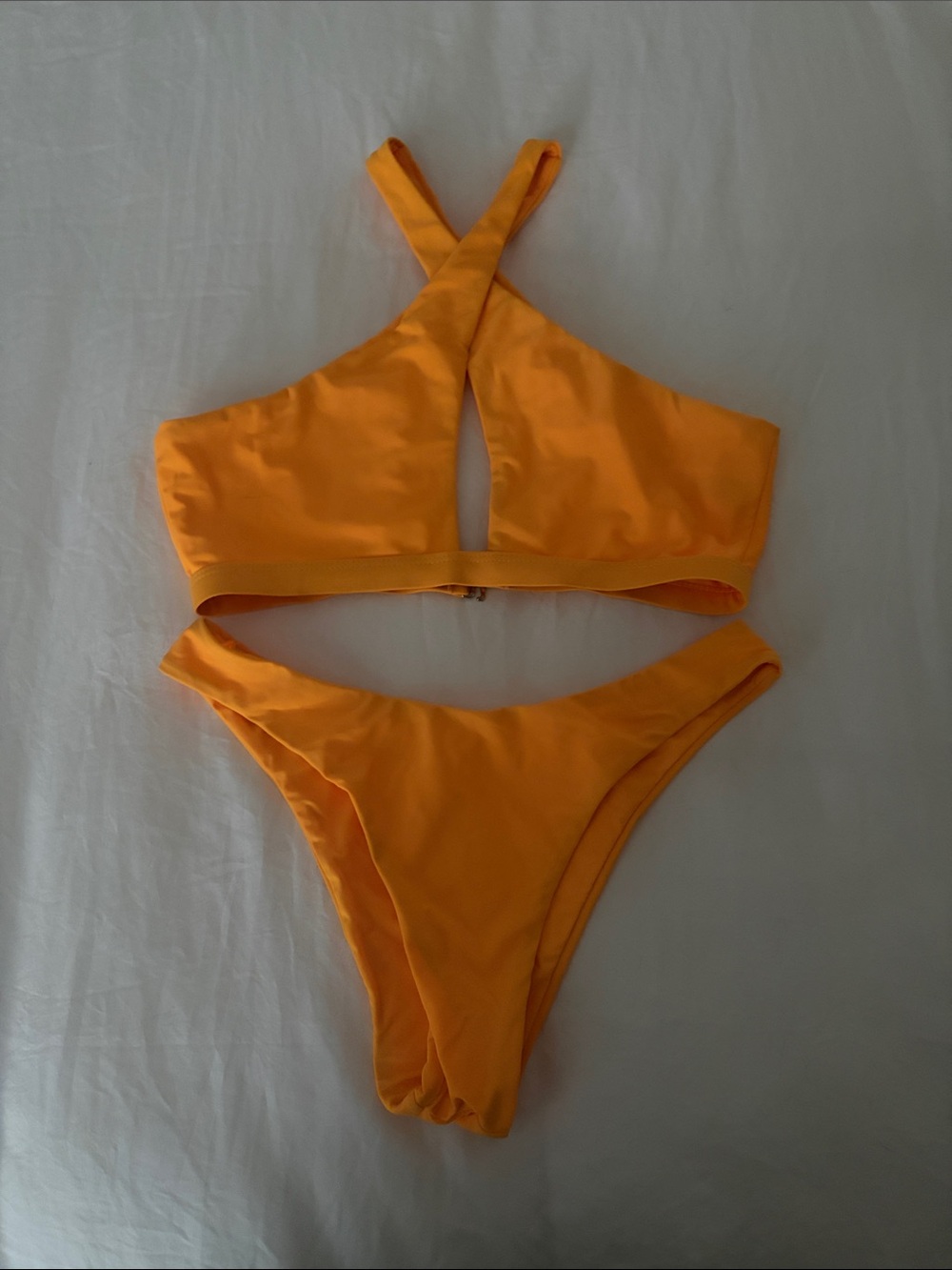 Women's Orange Cross-Back Bikini Set